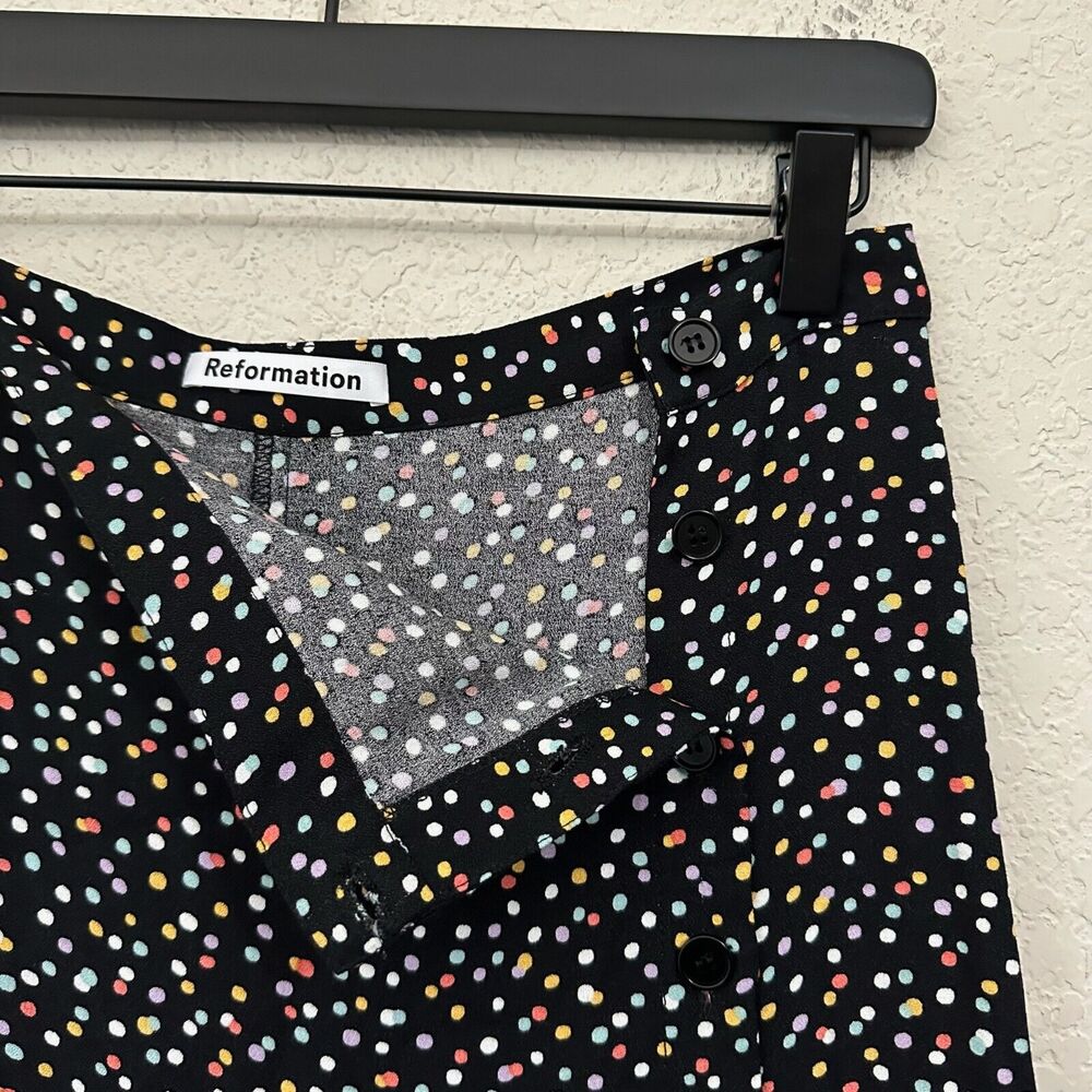 REFORMATION Polka Dot Skirt Black Side Slit Whimsigoth Retro NWT - Picture 7 of 9